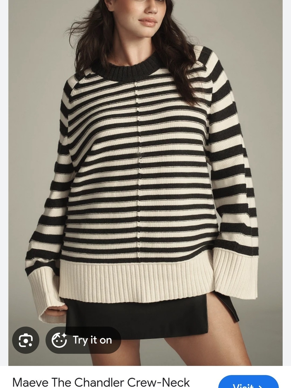 Anthropolgie Mauve The Chandler Oversized Striped Sweater Size Medium NEW